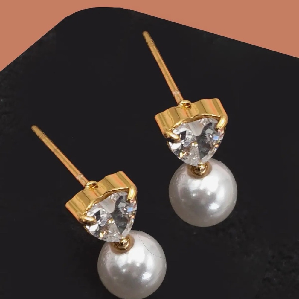 Heart Pearl Earrings (7709) - Picture 3 of 3